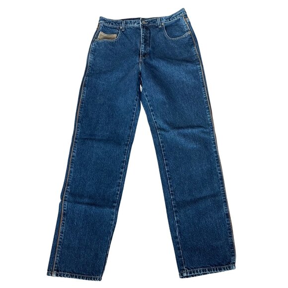 Vtg Guess USA Jeans Mens Size 34 x 33 Cotton w/ Leather Trim Piping - Picture 3 of 16